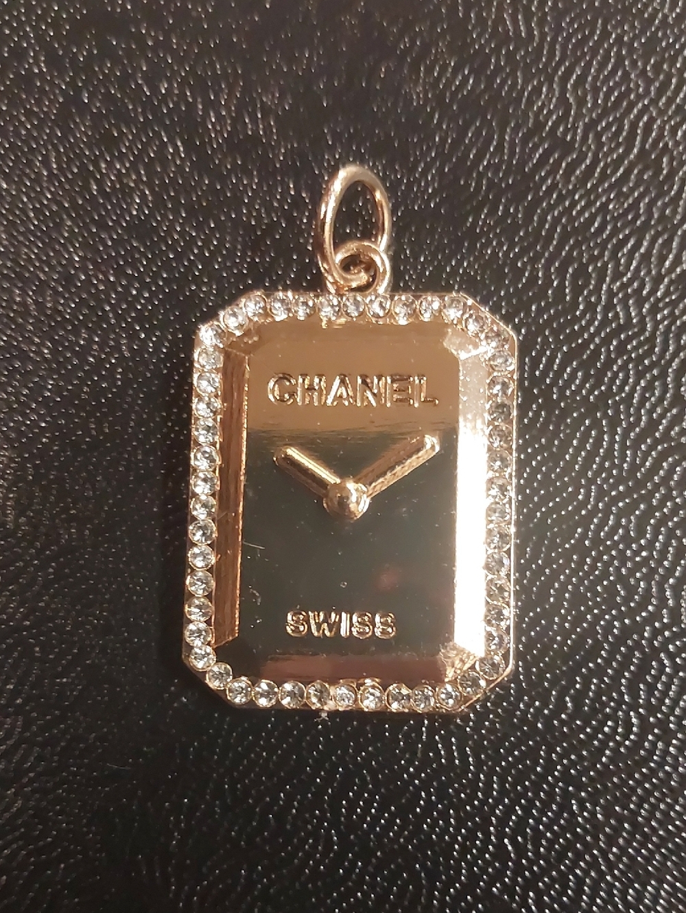 CC Gold & Crystal Swiss Clock Charm Pendant